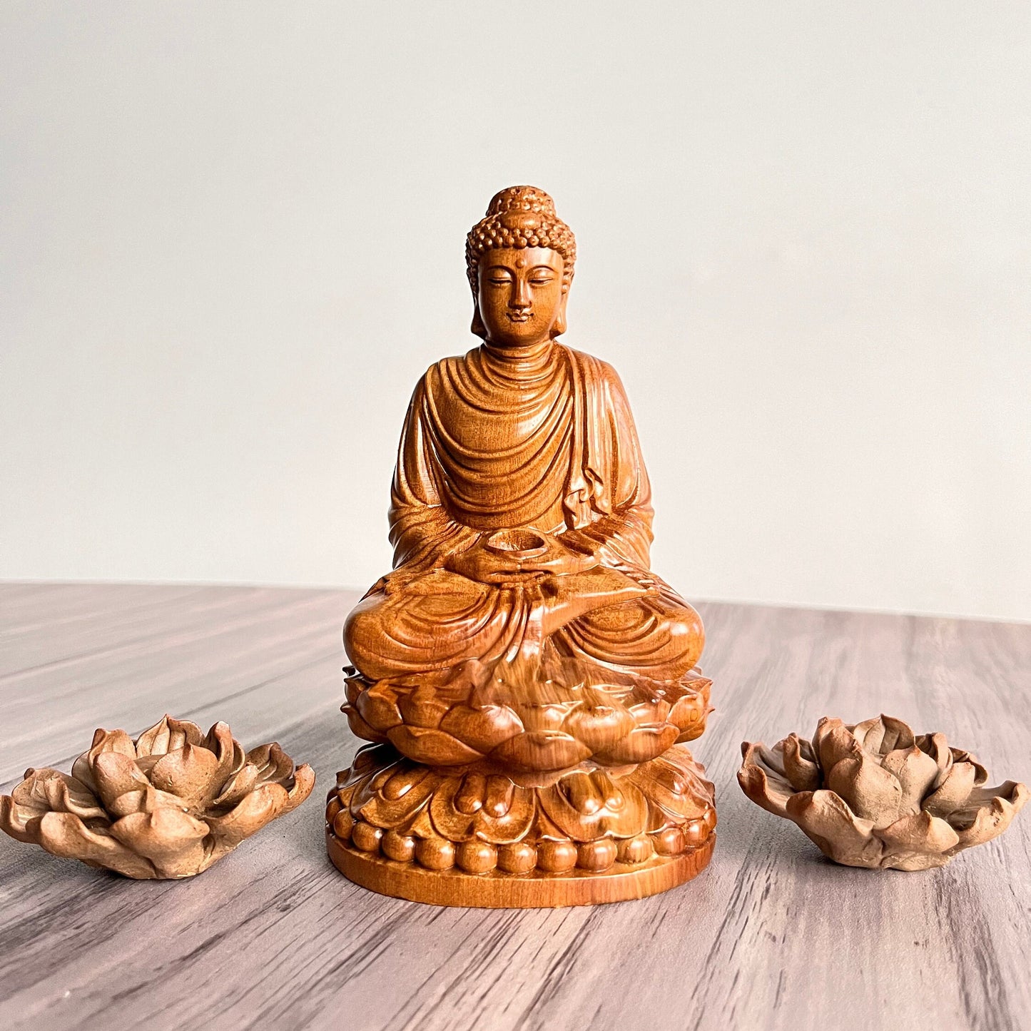 Wooden Buddha Statue – Solid Hardwood Meditation Sculpture for Home & Spiritual Decor