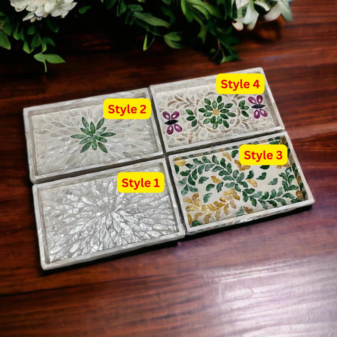 Handmade Mother of Pearl & Capiz Shell Rectangular Tray – Decorative Organizer