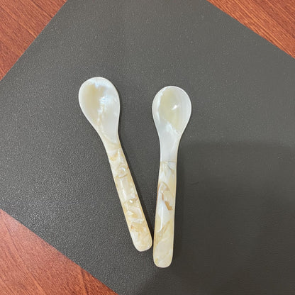 Mother of Pearl Dessert Spoons: Coastal Caviar Serving Set