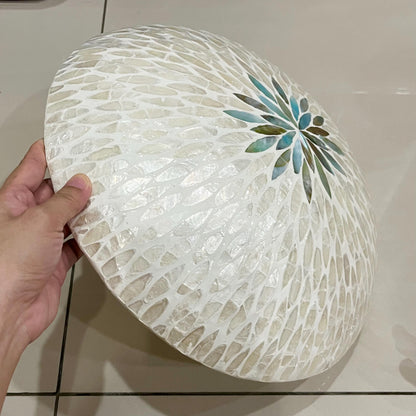 Capiz Shell Inlay Bowl: Handmade Mother of Pearl Centerpiece 14 in 36 cm