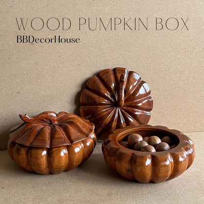 Handmade Wooden Pumpkin Box: Halloween Home Decor, Jewelry Storage