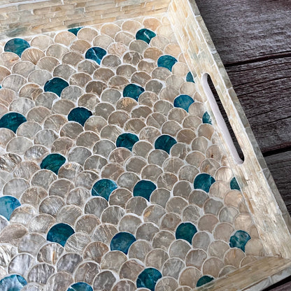 Rectangular Capiz Shell Scallop Tray – Handmade Decorative Tray