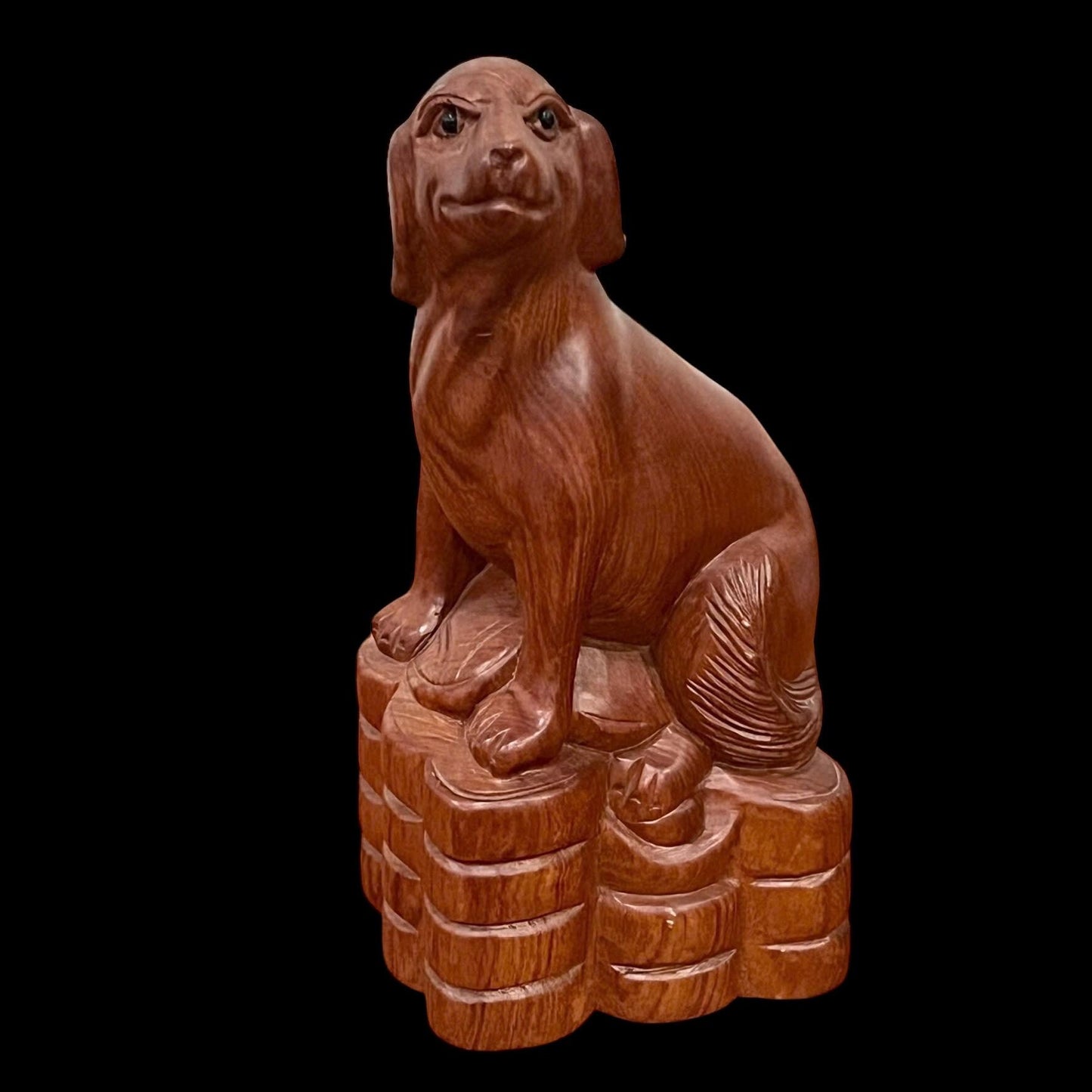 Coonhound Dog Wooden Statue