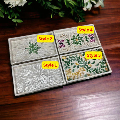 Handmade Mother of Pearl & Capiz Shell Rectangular Tray – Decorative Organizer