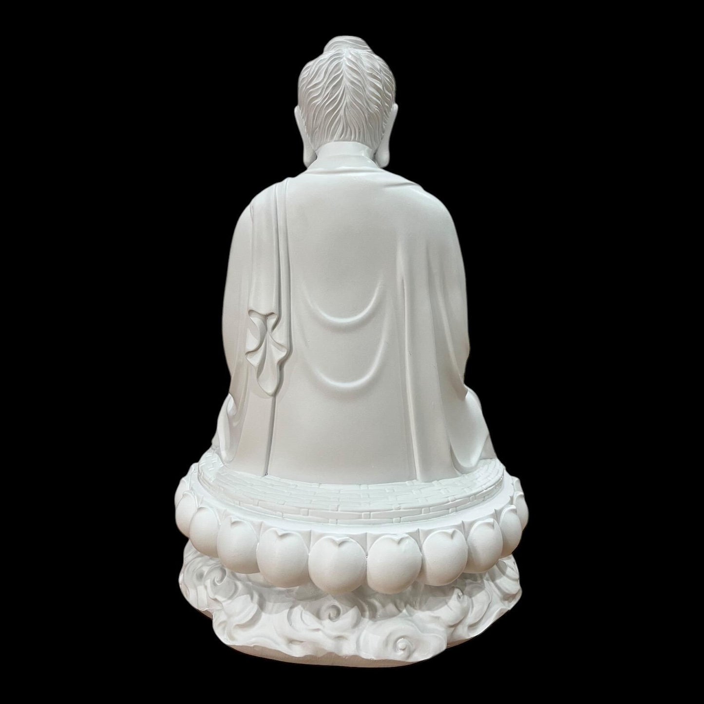 White Gautama Buddha Statue: 15 inches (38 cm) Shakyamuni Meditation Sculpture