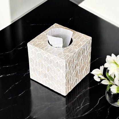 Ivory Capiz Shell Cube Tissue Box Cover