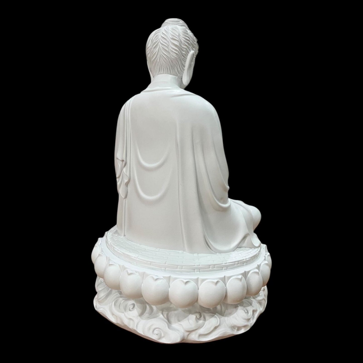 White Gautama Buddha Statue: 15 inches (38 cm) Shakyamuni Meditation Sculpture