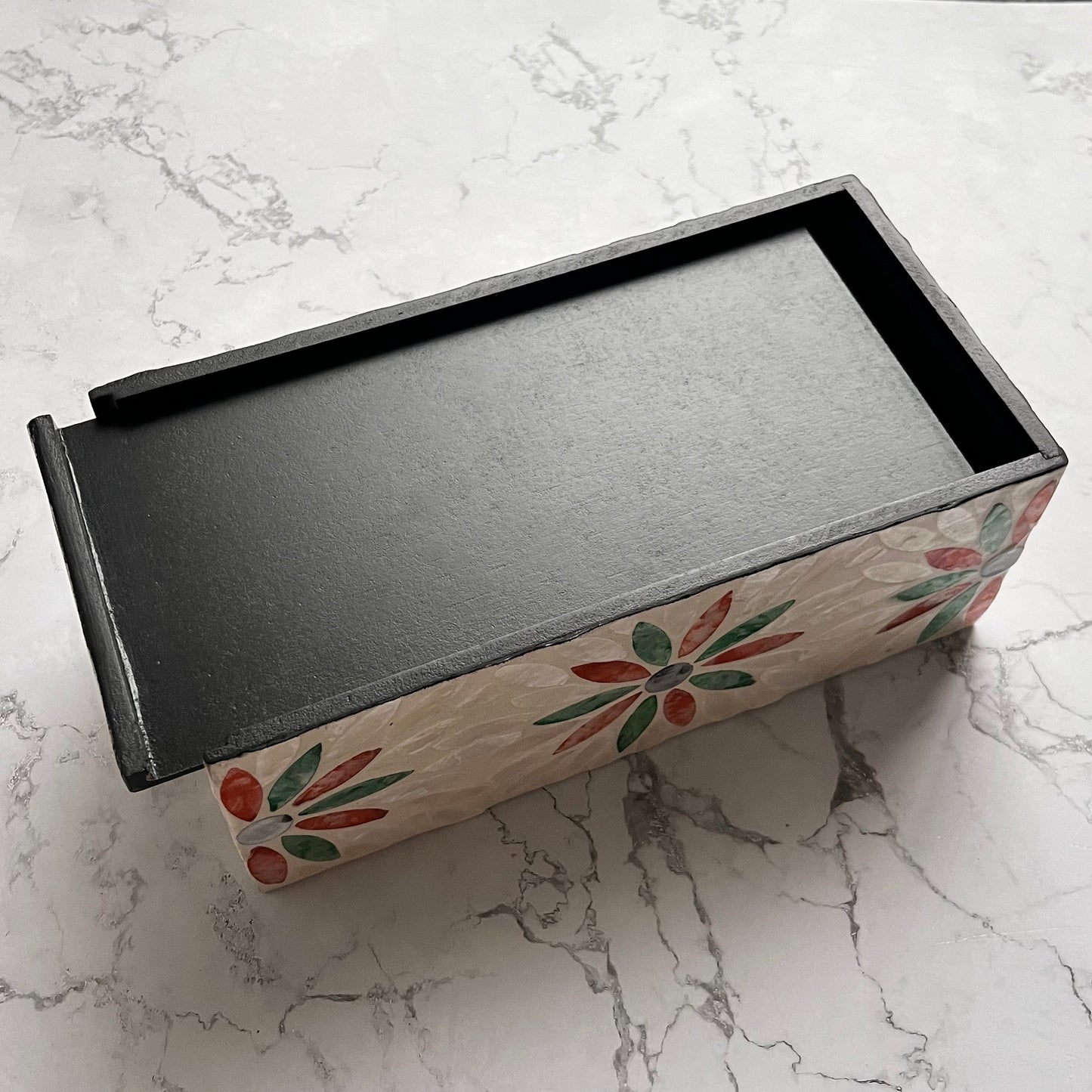 Rectangular Floral Capiz Shell Tissue Box Cover