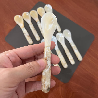 Mother of Pearl Dessert Spoons: Coastal Caviar Serving Set