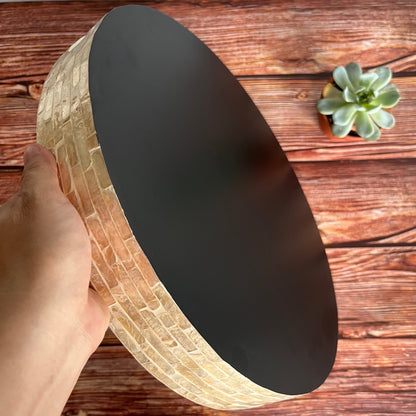 Round Capiz Shell Peacock Feather Inlay Tray