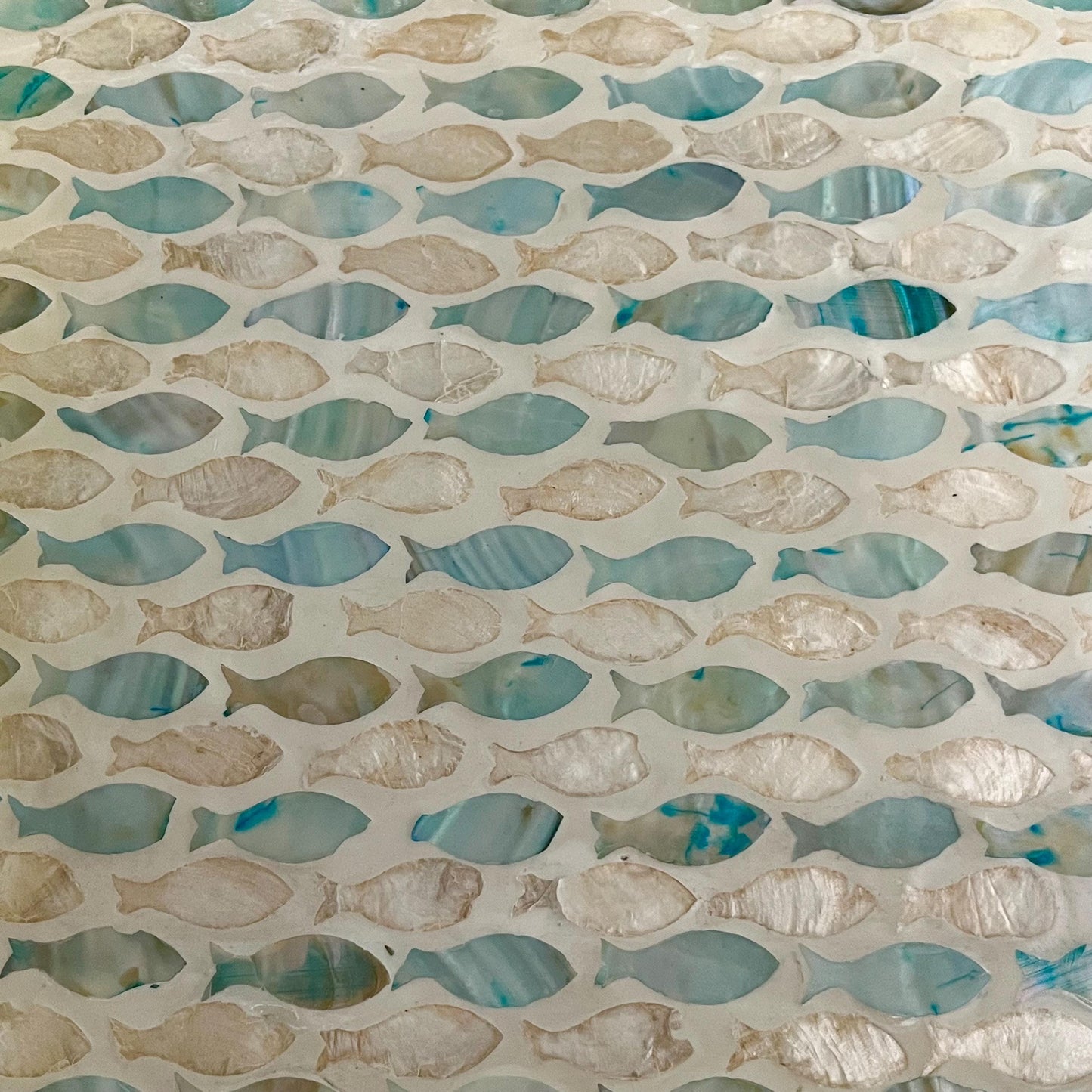Rectangular Mother of Pearl & Capiz Shell Fish Pattern Inlay Tray
