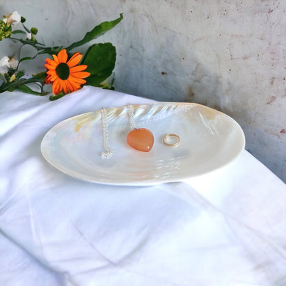Mother of Pearl Shell Dish – Handcrafted Seashell Tray for Jewelry, Snacks & Coastal Home Decor