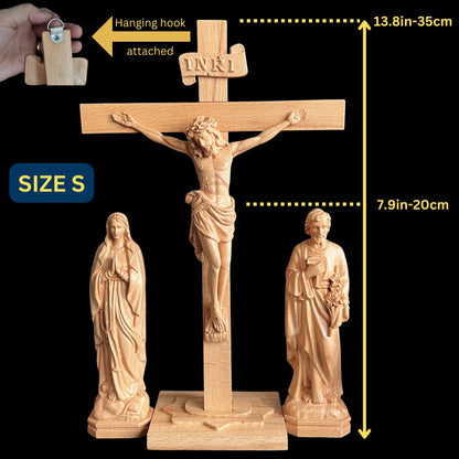 Wooden Crucifix Set – Jesus Christ, Virgin Mary & Saint Joseph