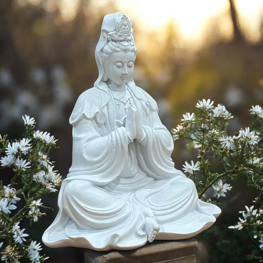 Guanyin Buddha Statue: Artificial Stone Quan Yin Feng Shui Decor