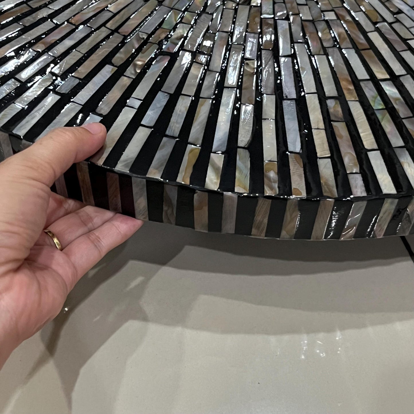 24 inches Black Mother Pearl Round Coffee Table Top D60cm