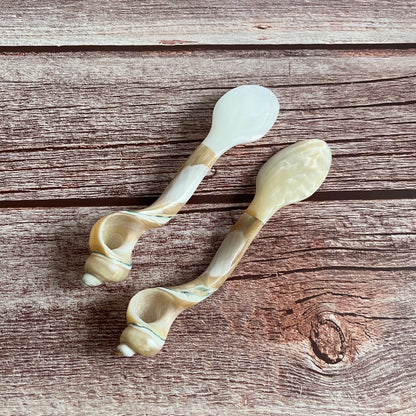 Mother of Pearl Seashell Spoons: Coastal Caviar Spoon Set