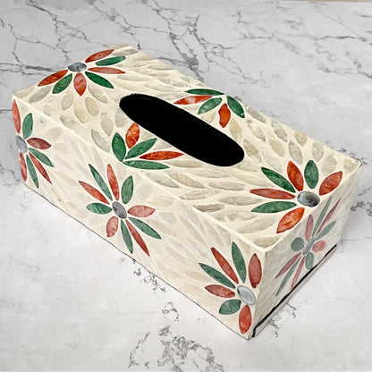 Rectangular Floral Capiz Shell Tissue Box Cover