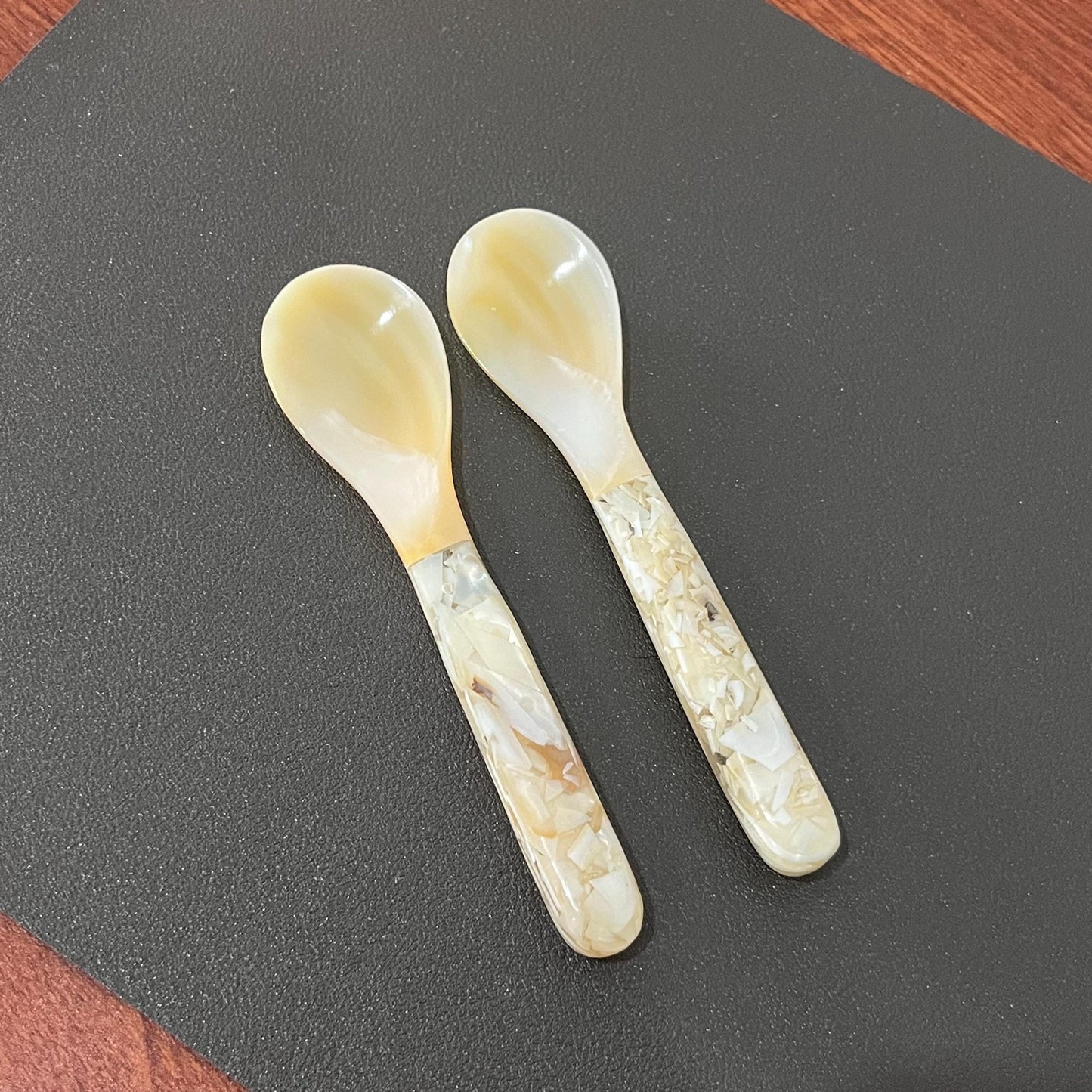 Mother of Pearl Dessert Spoons: Coastal Caviar Serving Set