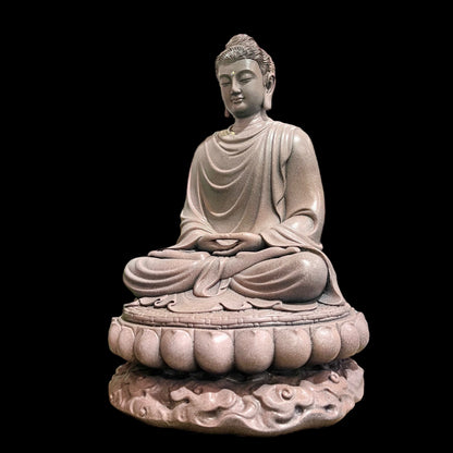 Gray Gautama Buddha Statue made of Artificial Stone Antique Color