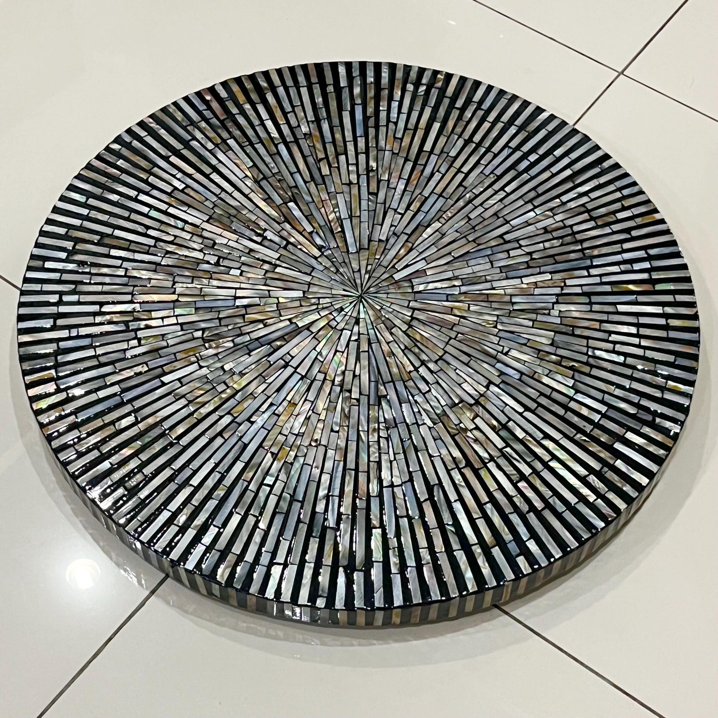 24 inches Black Mother Pearl Round Coffee Table Top D60cm