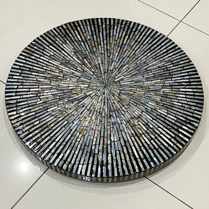 24 inches Black Mother Pearl Round Coffee Table Top D60cm