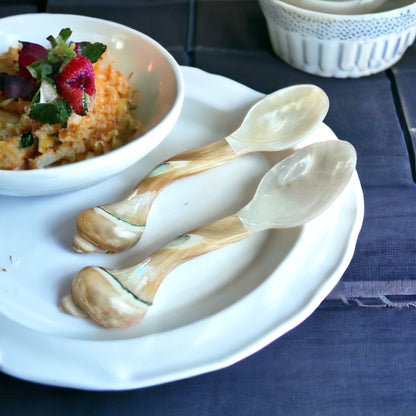 Mother of Pearl Seashell Spoons: Coastal Caviar Spoon Set
