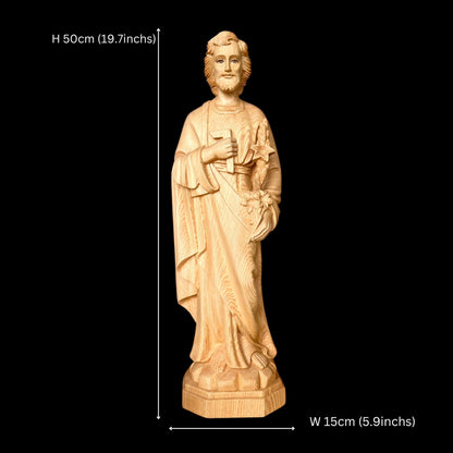Large Fokienia 37'' Wood Crucifix Cross with Saint Joseph & Mary Statues