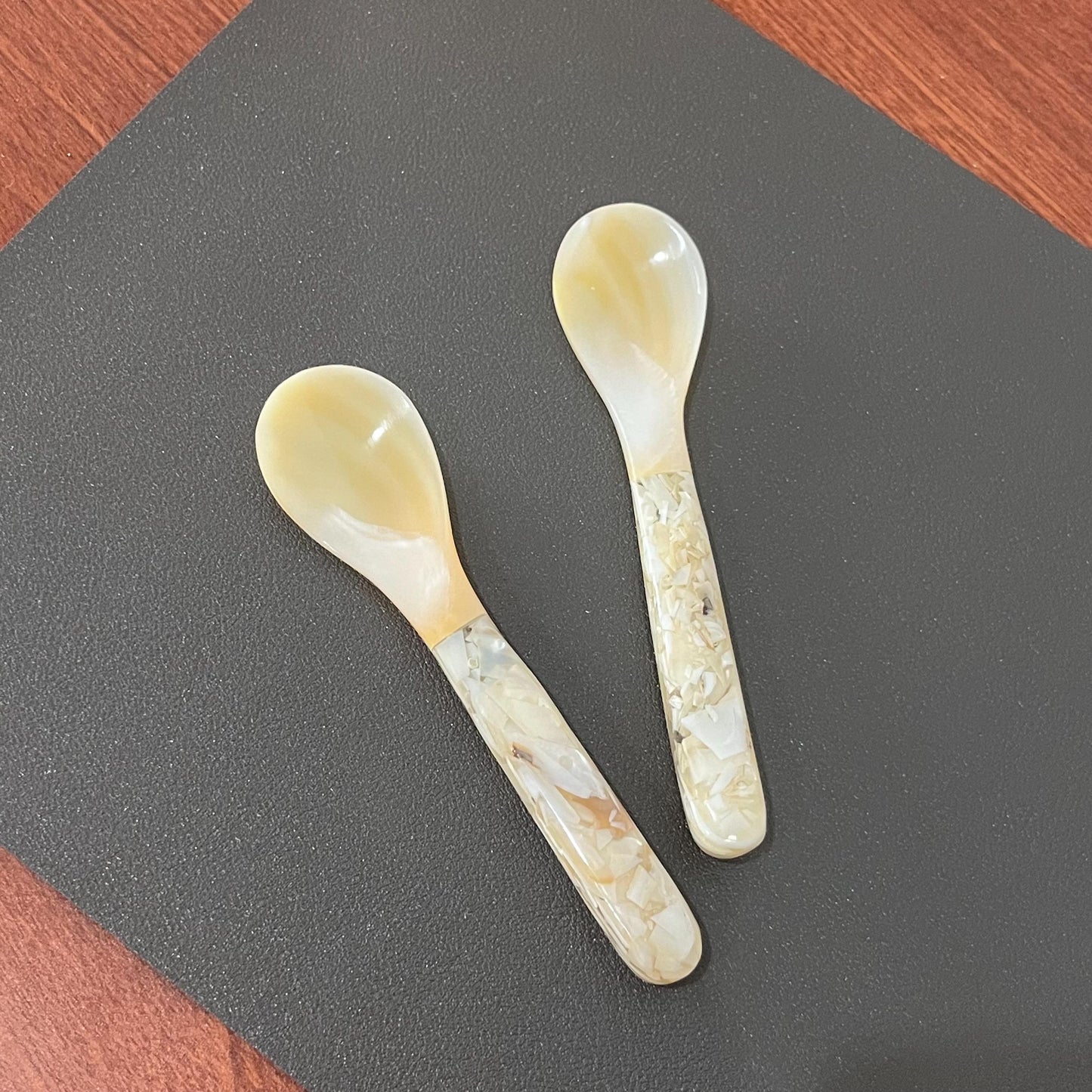 Mother of Pearl Dessert Spoons: Coastal Caviar Serving Set