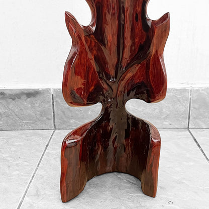 Hand-Carved Rosewood Oak Leaf Sculpture: Solid Wood Decor, 24" Tall