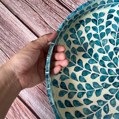 Capiz Serving Tray: Blue Floral Coffee Table Decor