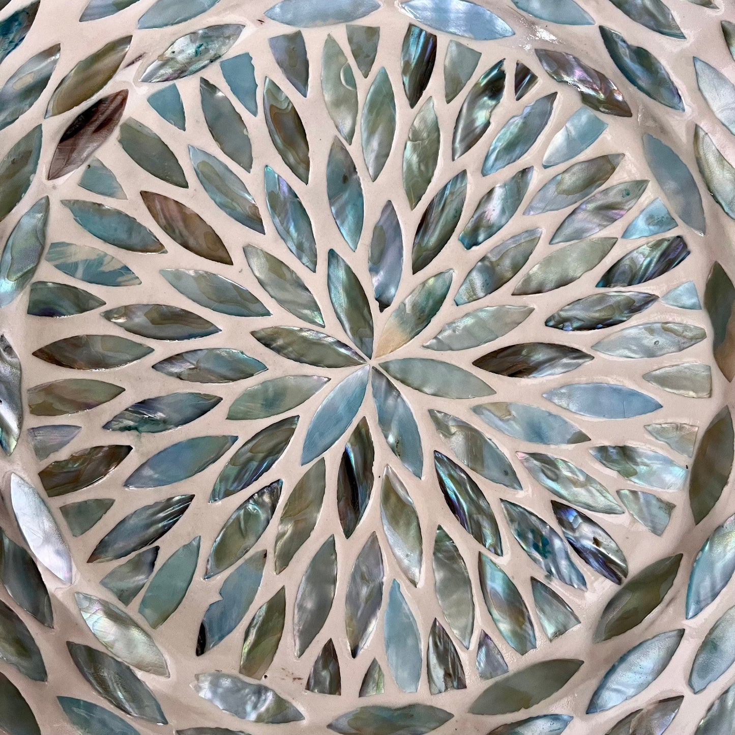 Set of 2 Blue Ivory Inlay Mother of Pearl Charger Plates