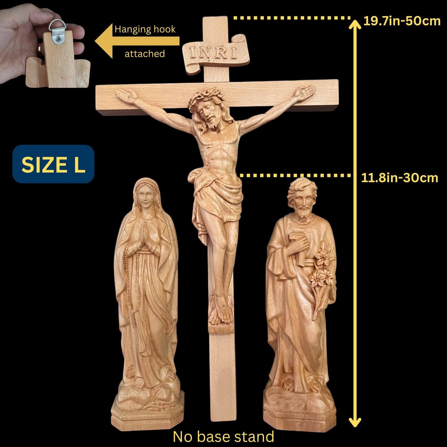 Wooden Crucifix Set – Jesus Christ, Virgin Mary & Saint Joseph