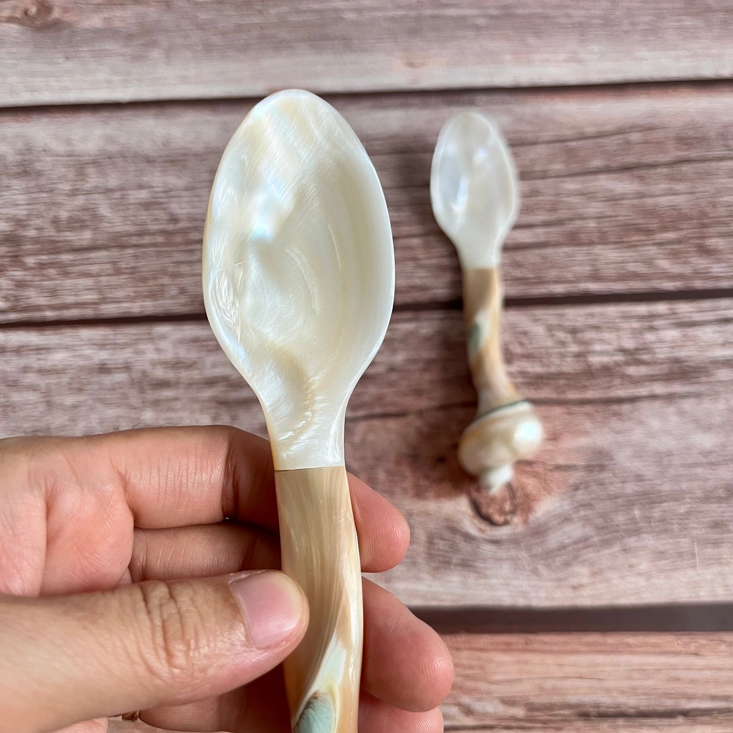 Mother of Pearl Seashell Spoons: Coastal Caviar Spoon Set