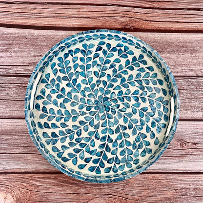 Capiz Serving Tray: Blue Floral Coffee Table Decor