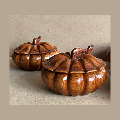 Handmade Wooden Pumpkin Box: Halloween Home Decor, Jewelry Storage