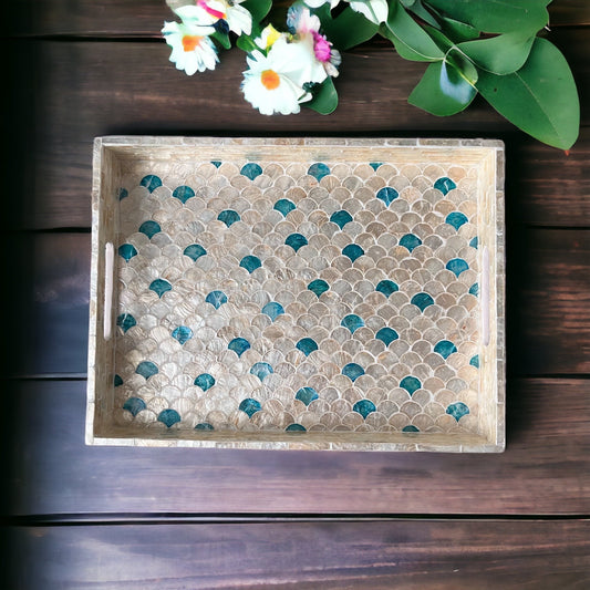 Rectangular Capiz Shell Scallop Tray – Handmade Decorative Tray
