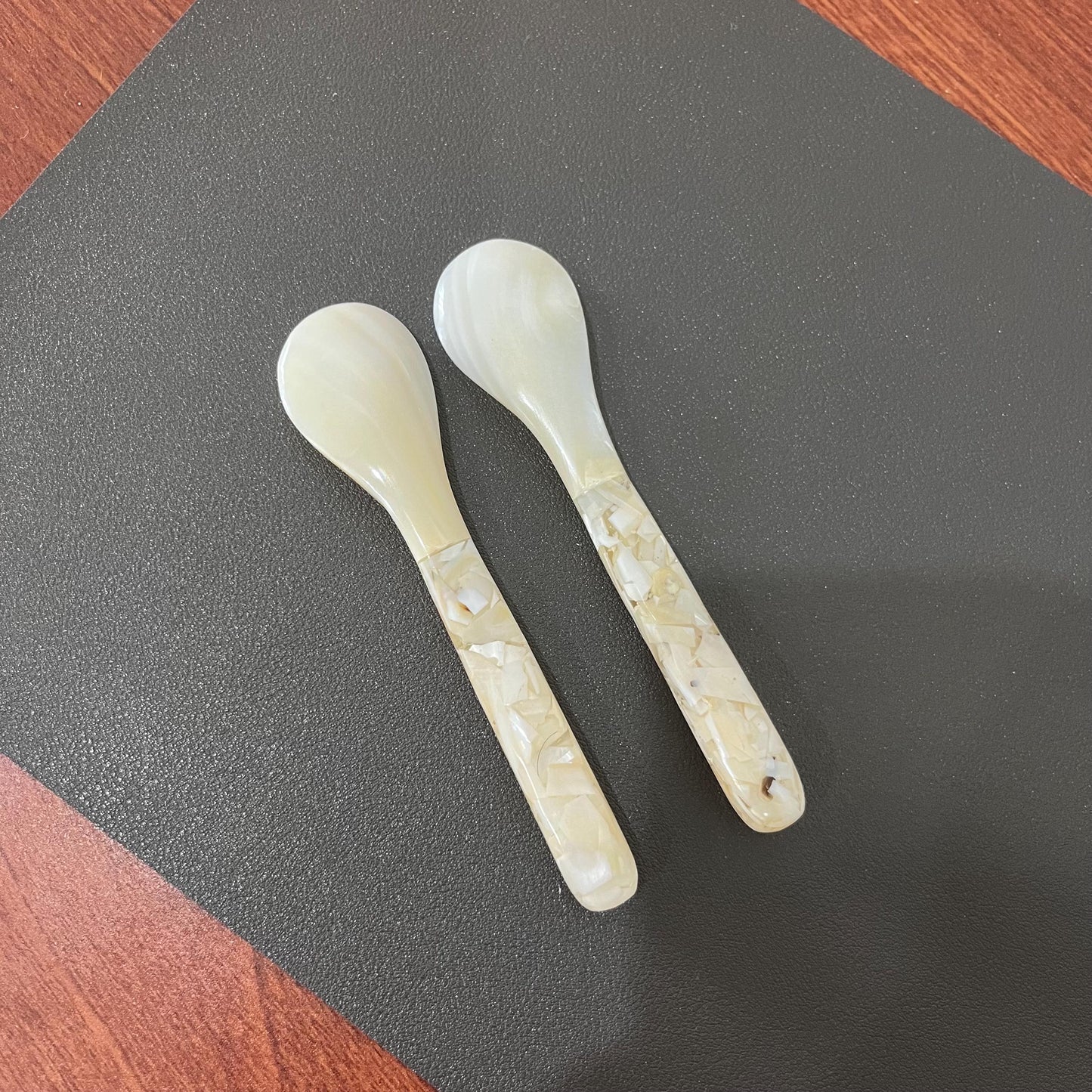 Mother of Pearl Dessert Spoons: Coastal Caviar Serving Set