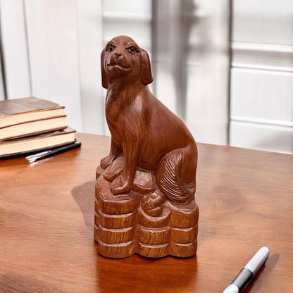 Coonhound Dog Wooden Statue