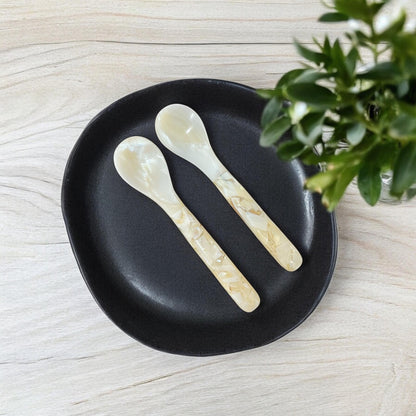 Mother of Pearl Dessert Spoons: Coastal Caviar Serving Set