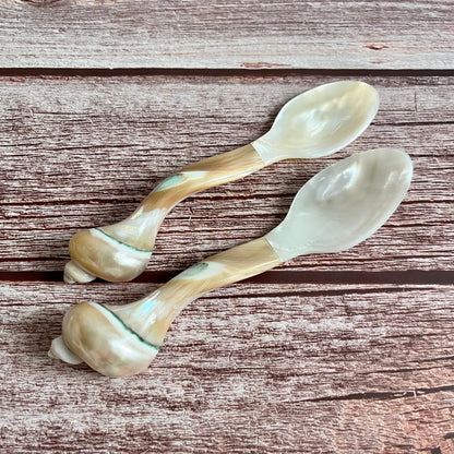 Mother of Pearl Seashell Spoons: Coastal Caviar Spoon Set