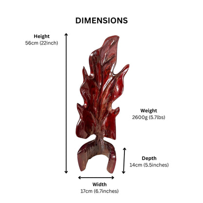 Hand-Carved Rosewood Oak Leaf Sculpture: Polished Wood Decor (22")