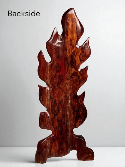 Hand-Carved Rosewood Oak Leaf Sculpture: Natural Wood Decor 31 in Tall