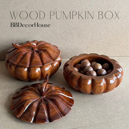 Handmade Wooden Pumpkin Box: Halloween Home Decor, Jewelry Storage
