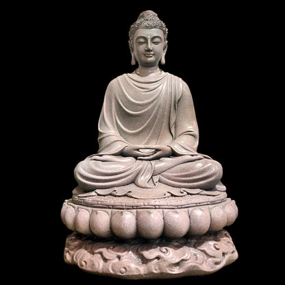 Gray Gautama Buddha Statue made of Artificial Stone Antique Color