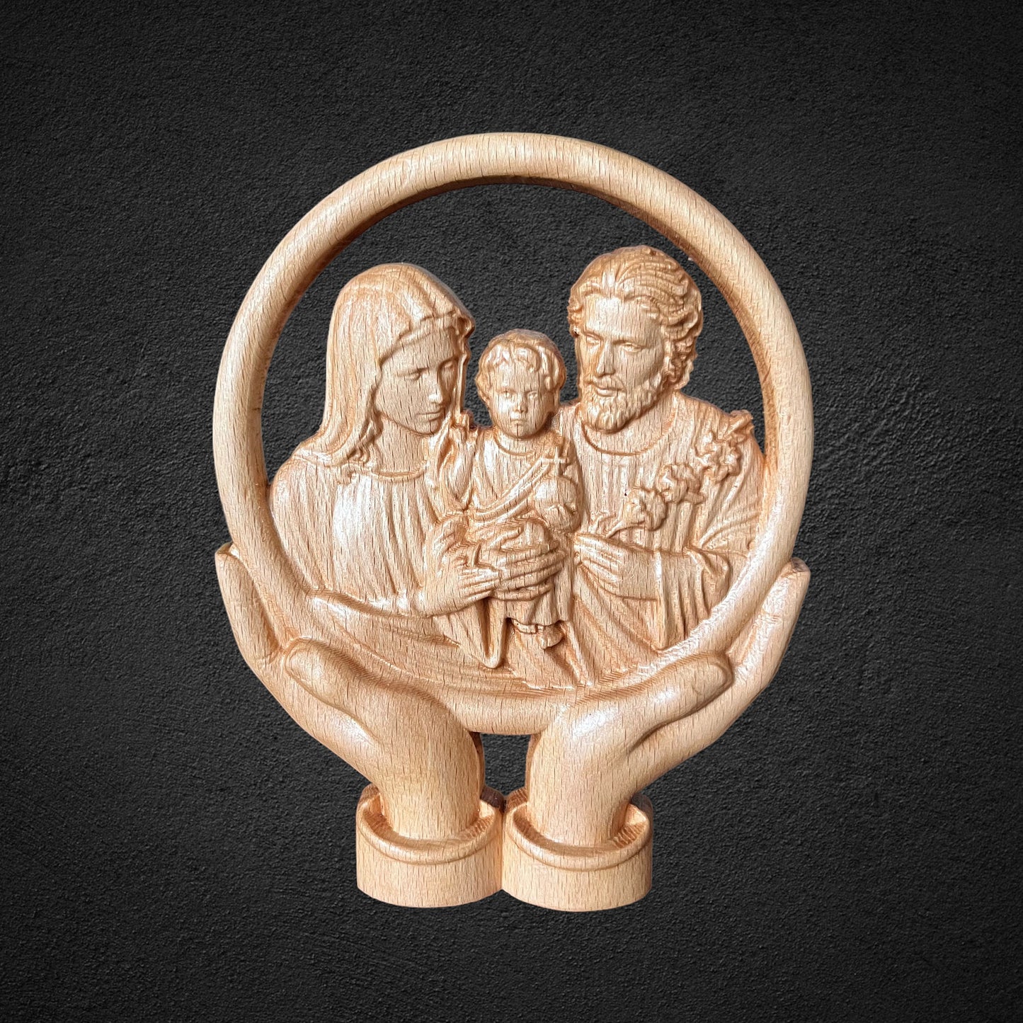 Handcrafted Beech Wood Holy Family Statue