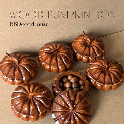 Handmade Wooden Pumpkin Box: Halloween Home Decor, Jewelry Storage
