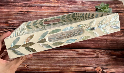 Rectangular Mother of Pearl & Capiz Shell Inlay Tray – Decorative Serving Tray