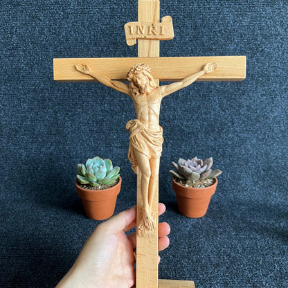 Wooden Crucifix Set – Jesus Christ, Virgin Mary & Saint Joseph