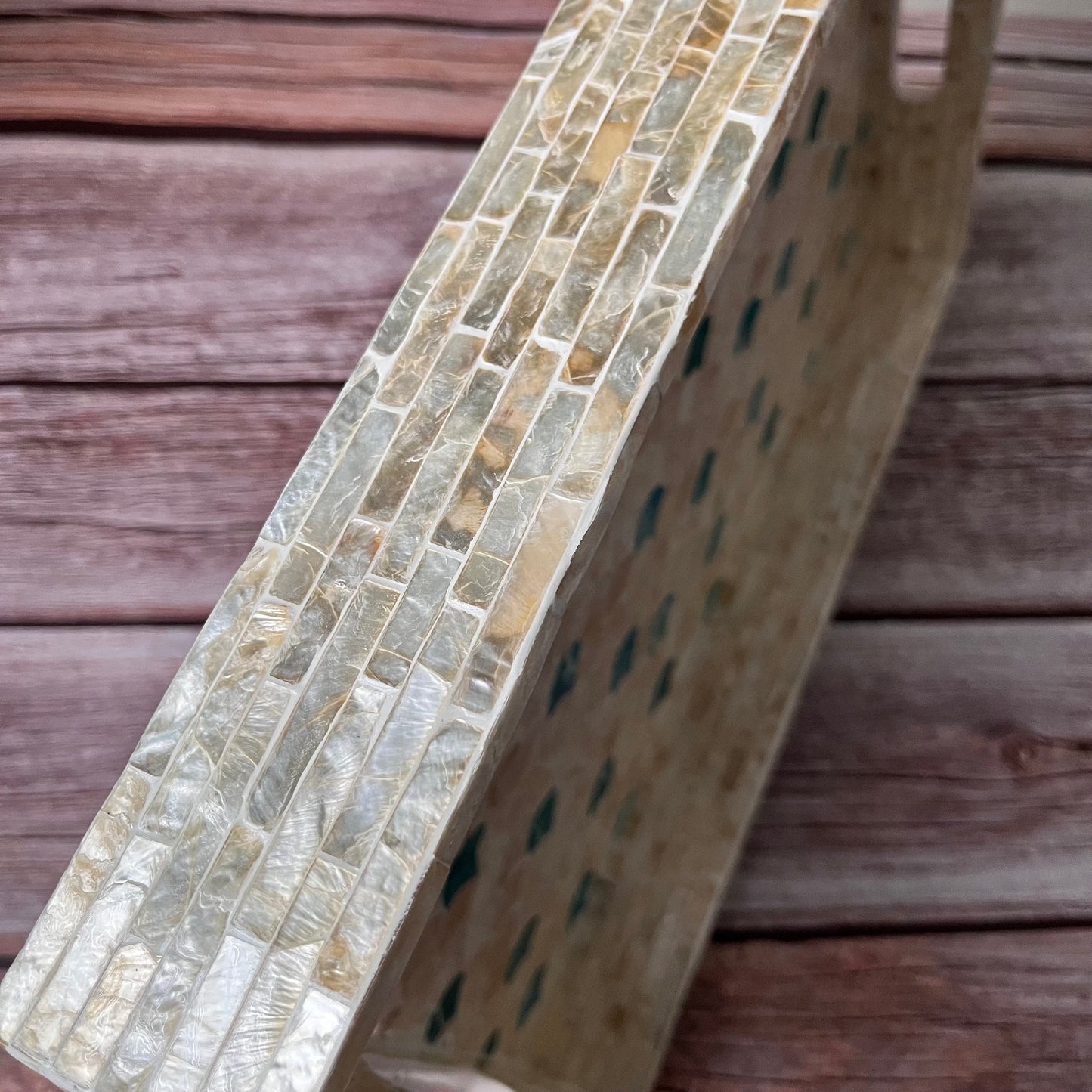 Rectangular Capiz Shell Scallop Tray – Handmade Decorative Tray