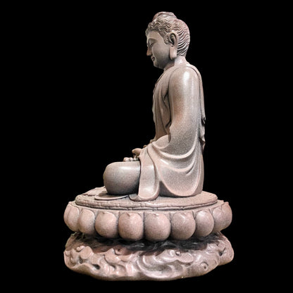 Gray Gautama Buddha Statue made of Artificial Stone Antique Color